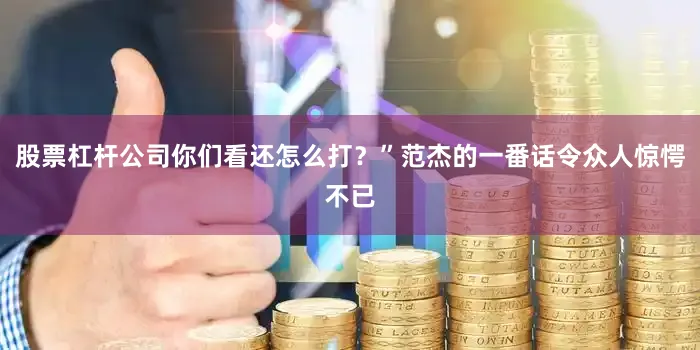 股票杠杆公司你们看还怎么打？”范杰的一番话令众人惊愕不已