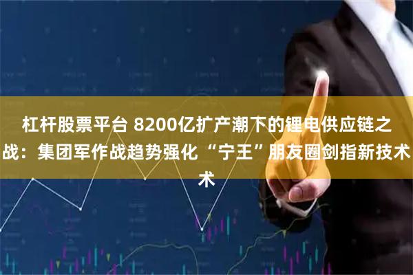 杠杆股票平台 8200亿扩产潮下的锂电供应链之战：集团军作战趋势强化 “宁王”朋友圈剑指新技术